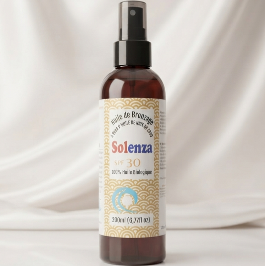 Solenza SPF 30 – Huile de Bronzage Bio à l'Huile de Coco