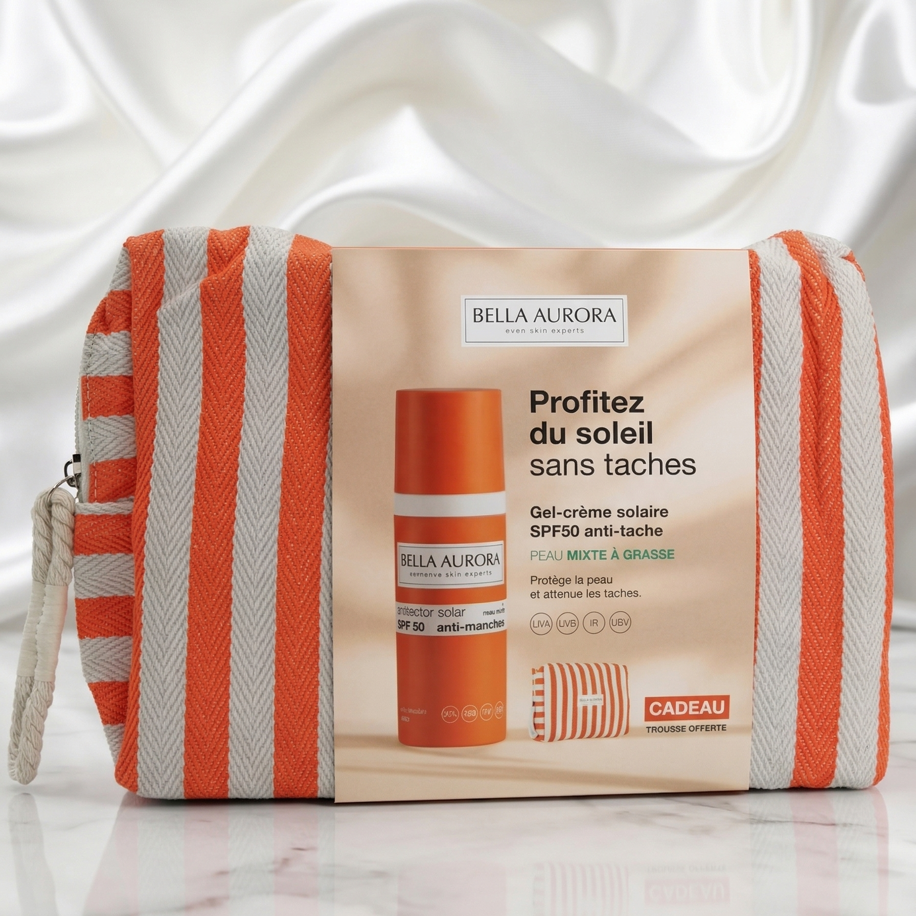 BELLA AURORA- Ecran P.norm. à Sèche+Trousse coton Rayée