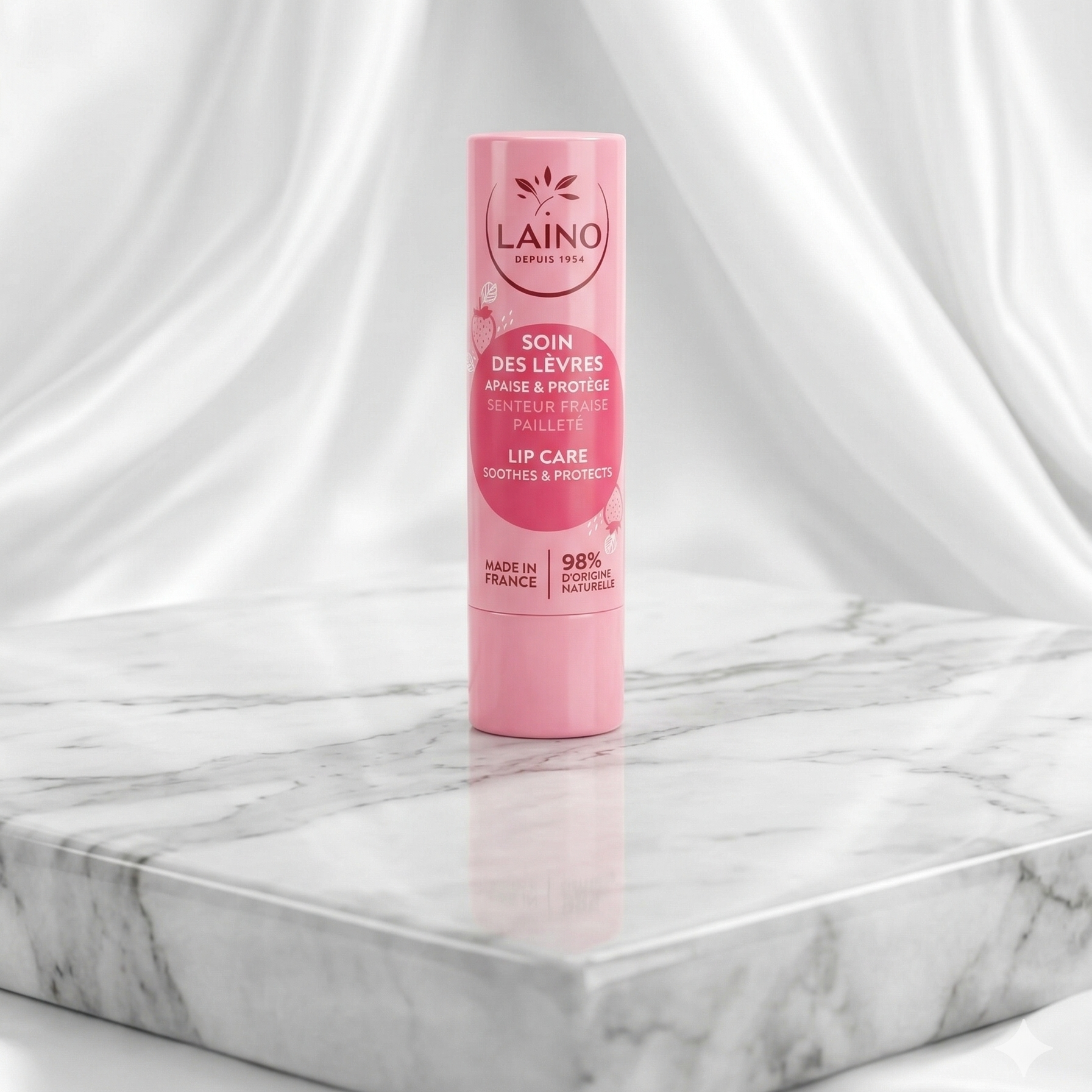 Laino Soin des Lèvres Fraise 4g – Hydratation Gourmande