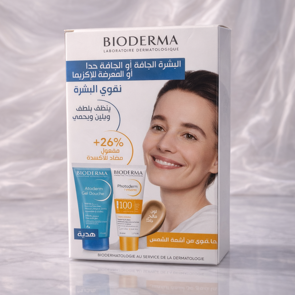 مجموعة بيوديرما بعامل حماية SPF50+ – سائل شفاف جداً + أتوديرم هدية