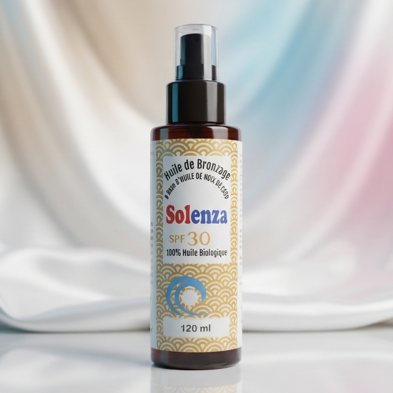 Solenza SPF 30 – Huile de Bronzage Bio à l'Huile de Coco 120 ml