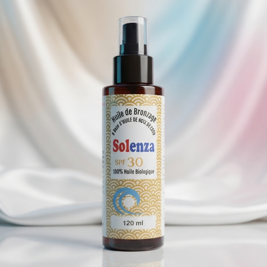 Solenza SPF 30 – Huile de Bronzage Bio à l'Huile de Coco 120 ml