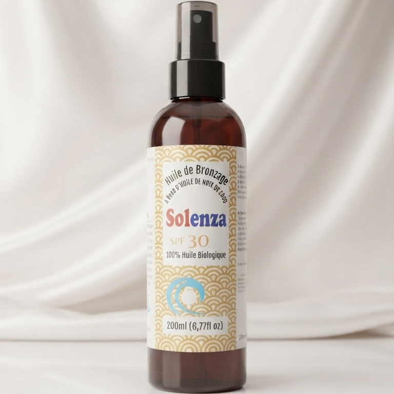 Solenza SPF 30 – Huile de Bronzage Bio à l'Huile de Coco